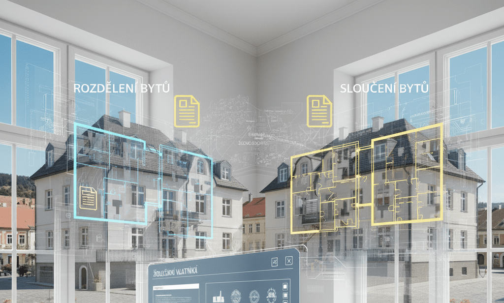 Sloučení a rozdělení bytů Židlochovice Brno